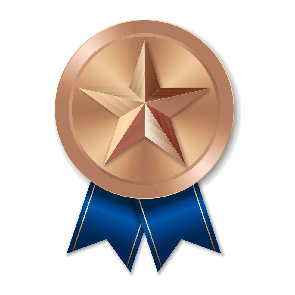 Bronze award medal with star Illustration from geometric shapes vector