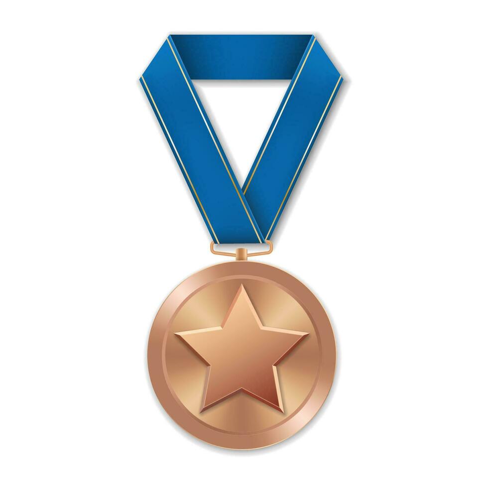 Bronze award medal with star Illustration from geometric shapes vector