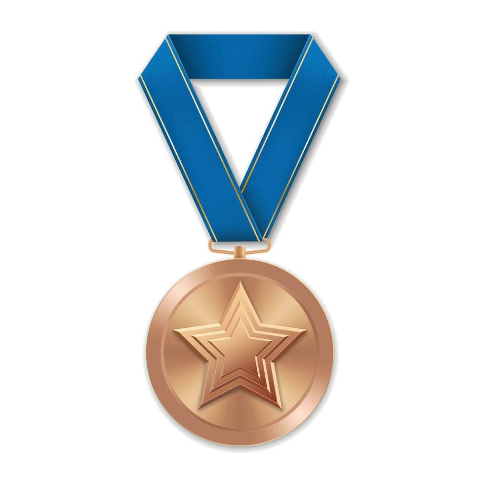 medalla de bronce con ilustración de estrella de formas geométricas vector