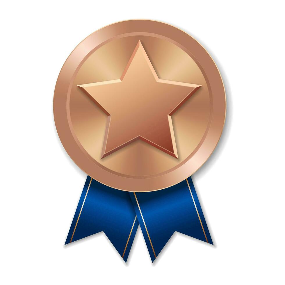 Bronze award medal with star Illustration from geometric shapes vector