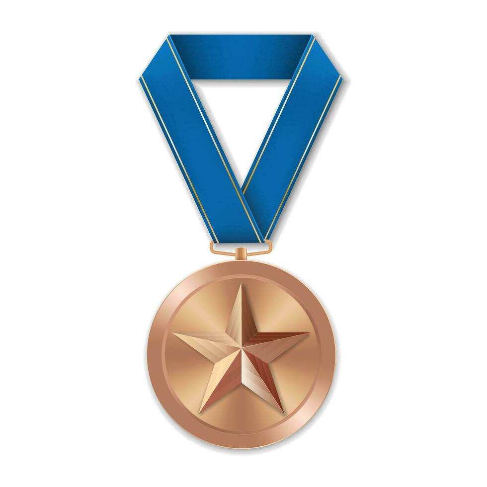 medalla de bronce con ilustración de estrella de formas geométricas vector