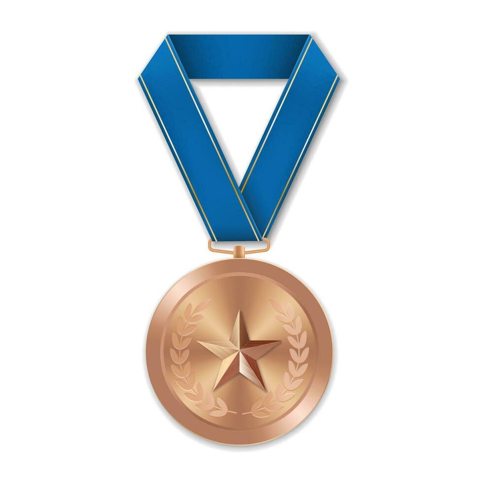 medalla de bronce con ilustración de estrella de formas geométricas vector