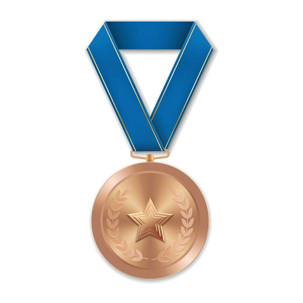 medalla de bronce con ilustración de estrella de formas geométricas vector