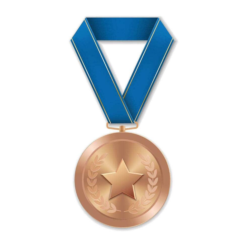 Bronze award medal with star Illustration from geometric shapes vector