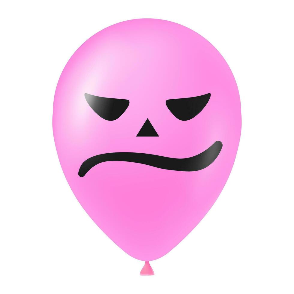 Halloween pink balloon illustration with scary and funny face vector