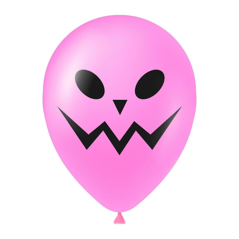 Halloween pink balloon illustration with scary and funny face vector
