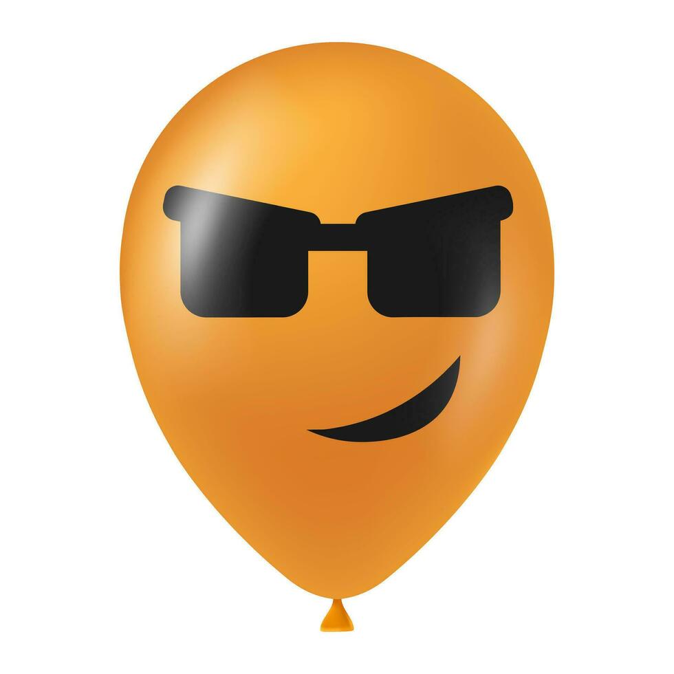 Halloween orange balloon illustration with scary and funny face vector