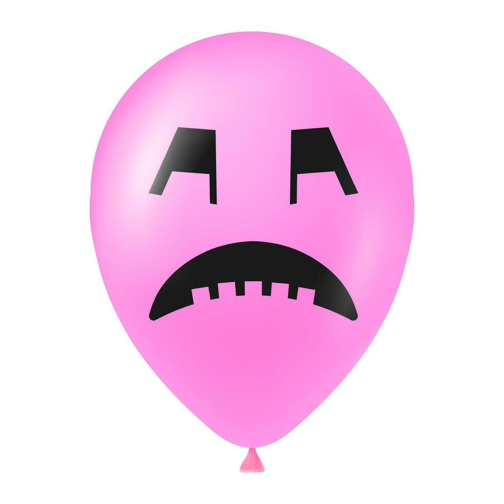 Halloween pink balloon illustration with scary and funny face vector