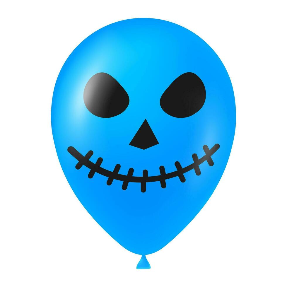 Halloween blue balloon illustration with scary and funny face vector