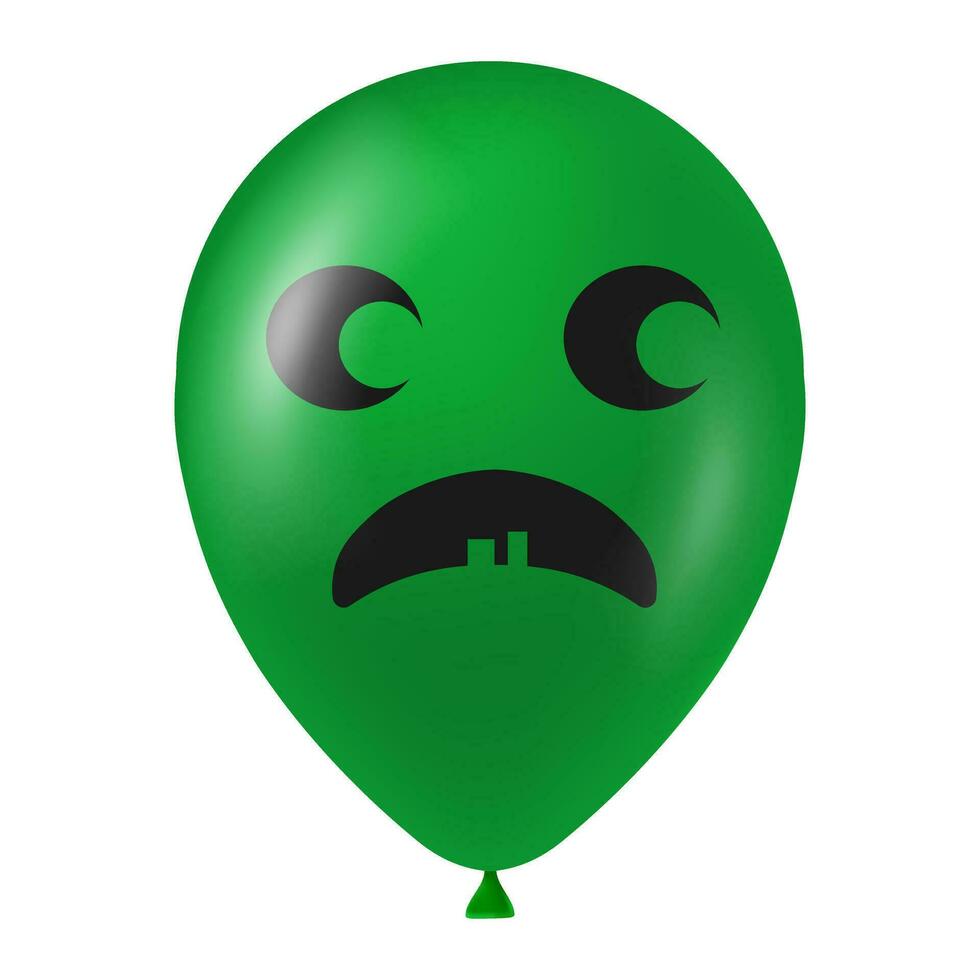 Halloween green balloon illustration with scary and funny face vector