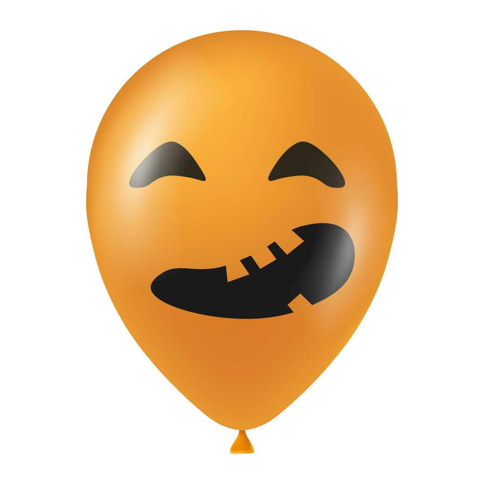 Halloween orange balloon illustration with scary and funny face vector