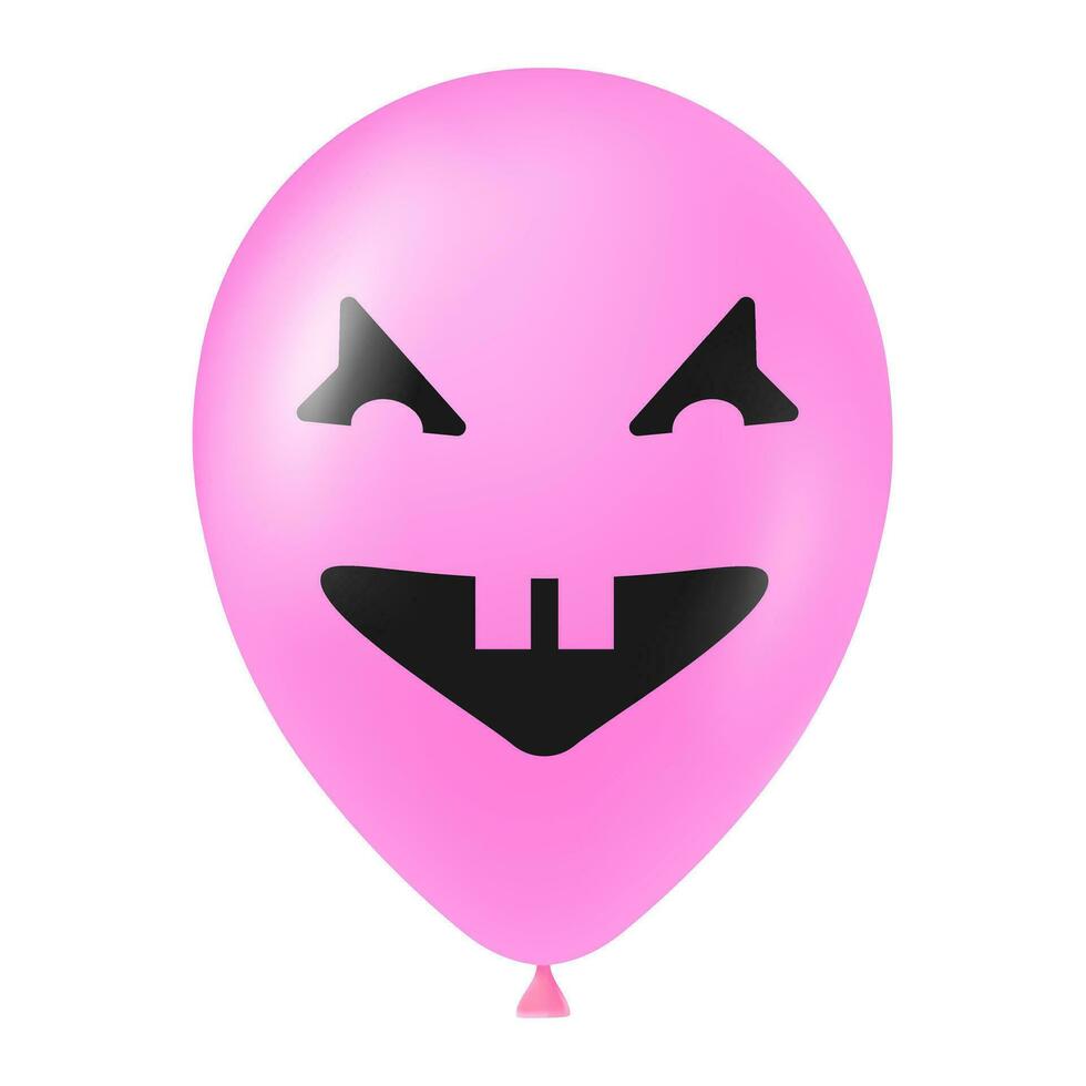 Halloween pink balloon illustration with scary and funny face vector