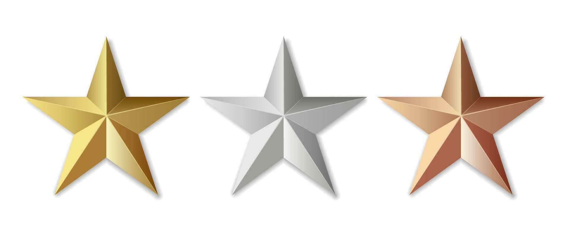 Golden silver and bronze star product rating review for apps and websites vector