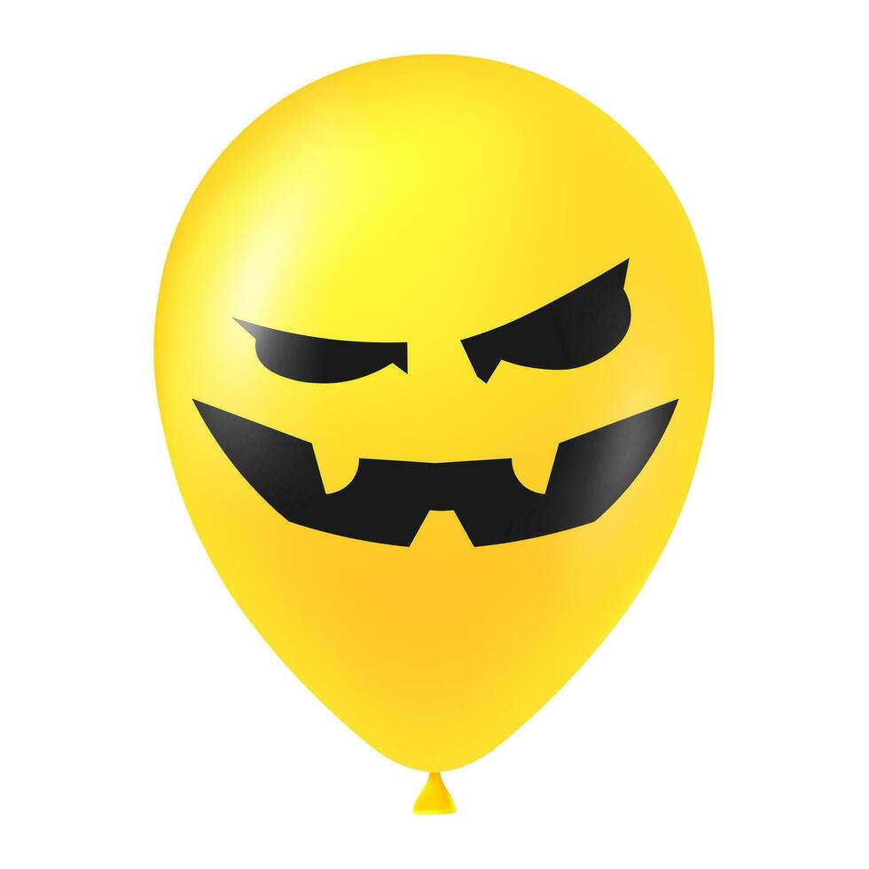 Víspera de Todos los Santos amarillo globo ilustración con de miedo y gracioso cara vector