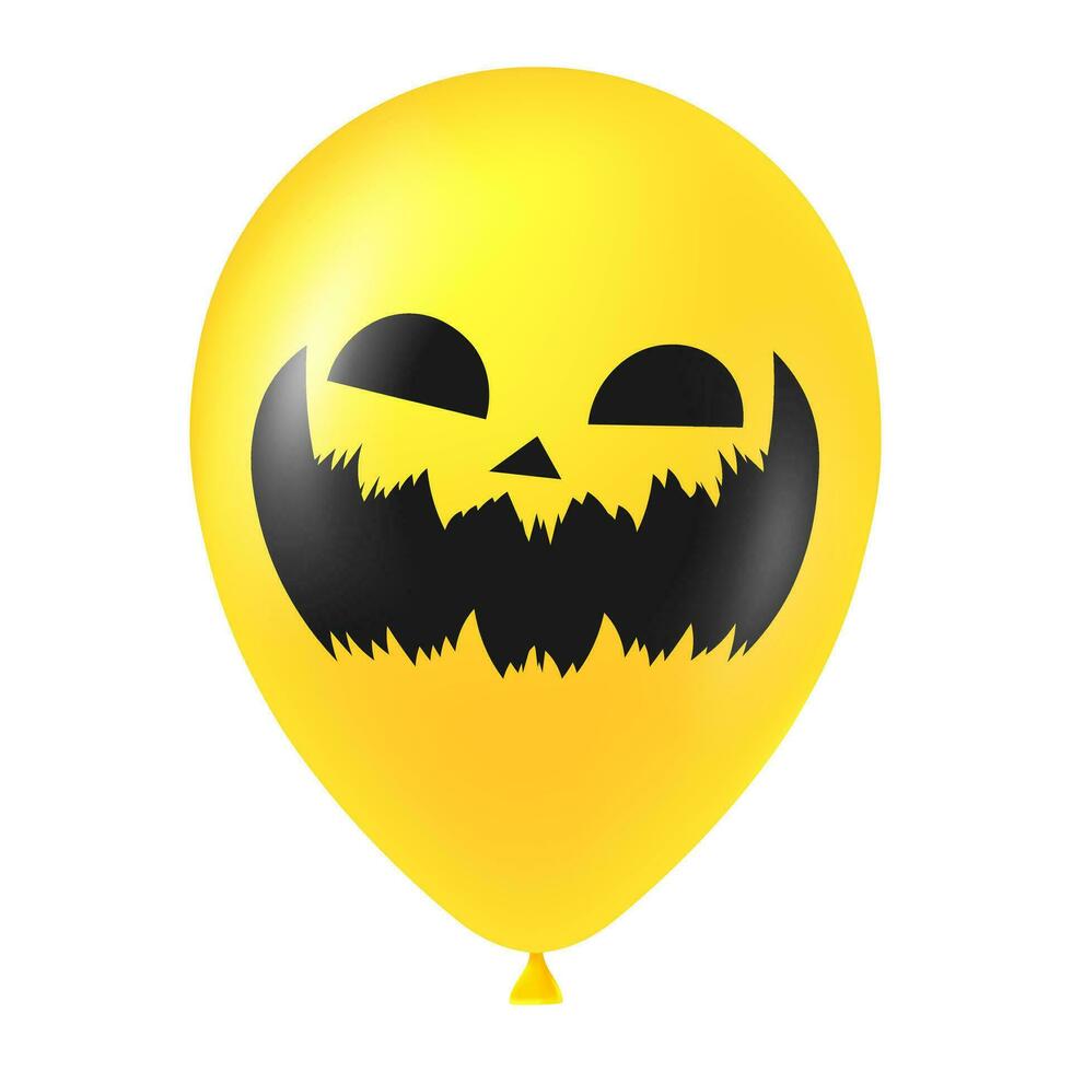 Halloween yellow balloon illustration with scary and funny face vector