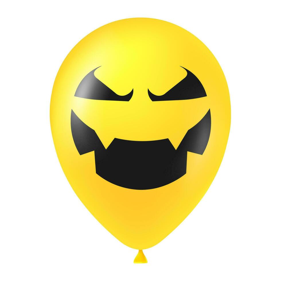 Halloween yellow balloon illustration with scary and funny face vector