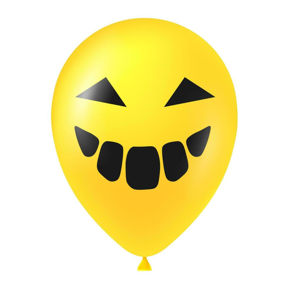 Halloween yellow balloon illustration with scary and funny face vector