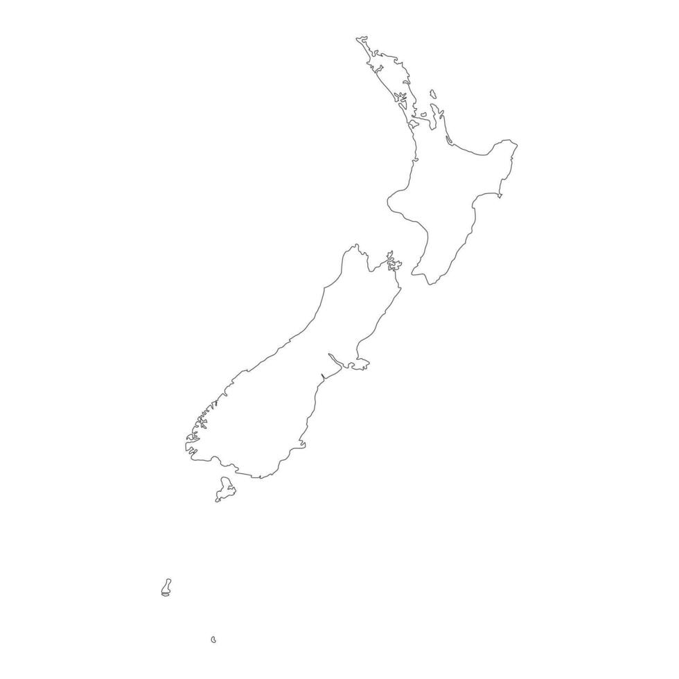 Mapa de Nueva Zelanda muy detallado con bordes aislados en segundo plano. vector