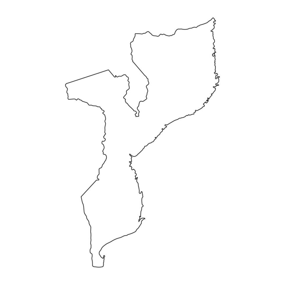 Mapa de Mozambique muy detallado con bordes aislados en segundo plano. vector