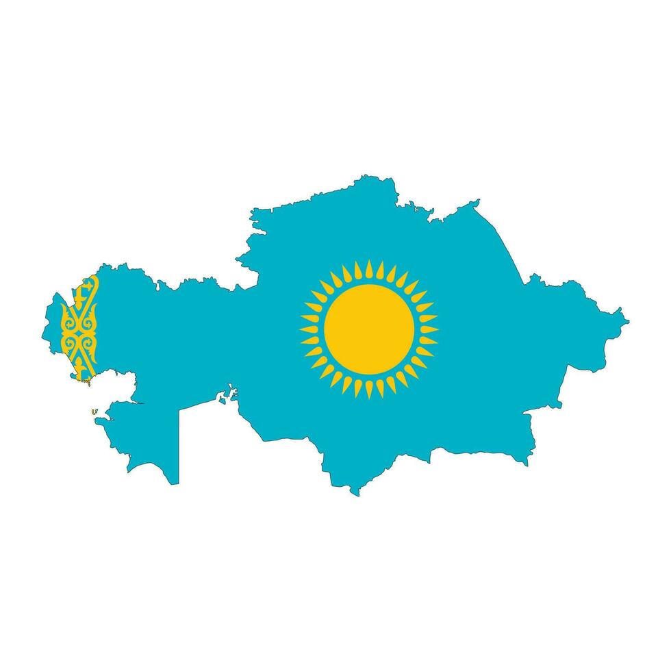 Kazakhstan map silhouette with flag isolated on white background vector