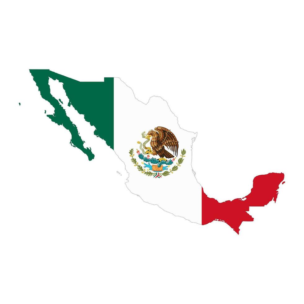 mexico mapa silueta con bandera aislado en blanco antecedentes vector