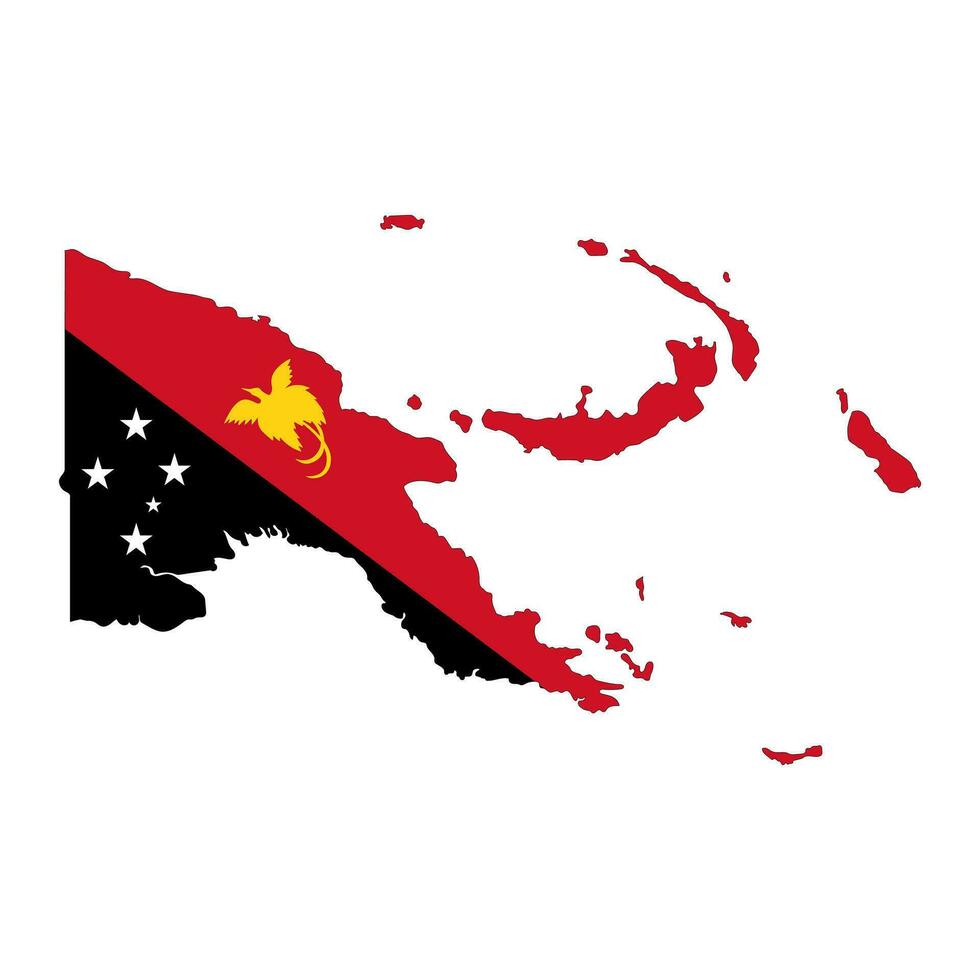 Papua New Guinea map silhouette with flag isolated on white background vector