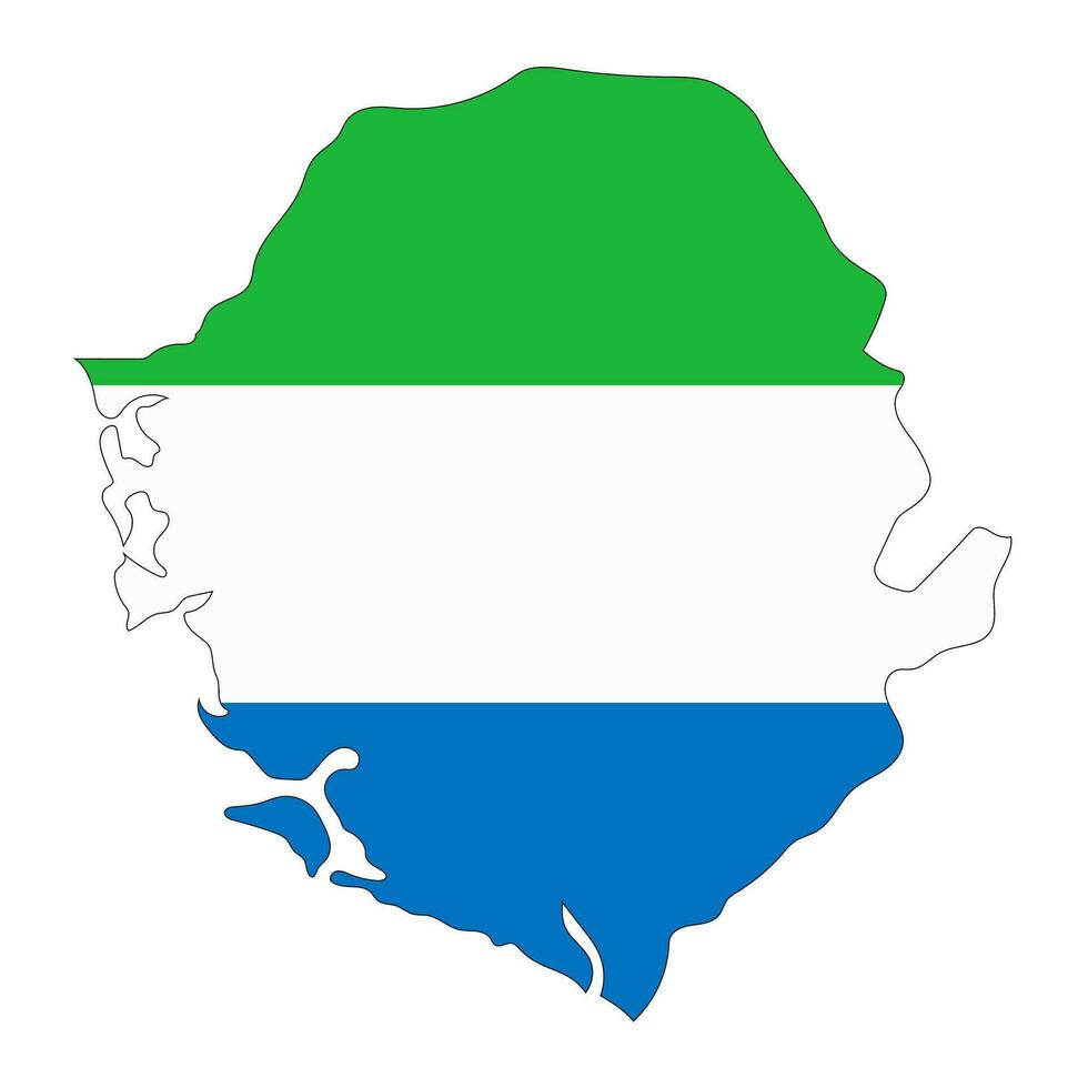 sierra leona mapa silueta con bandera aislado en blanco antecedentes vector