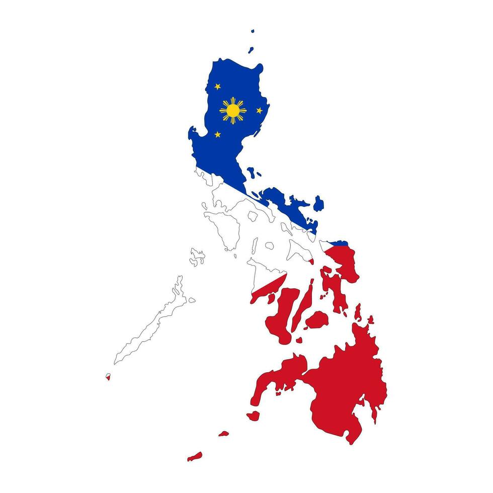 Filipinas mapa silueta con bandera aislado en blanco antecedentes vector