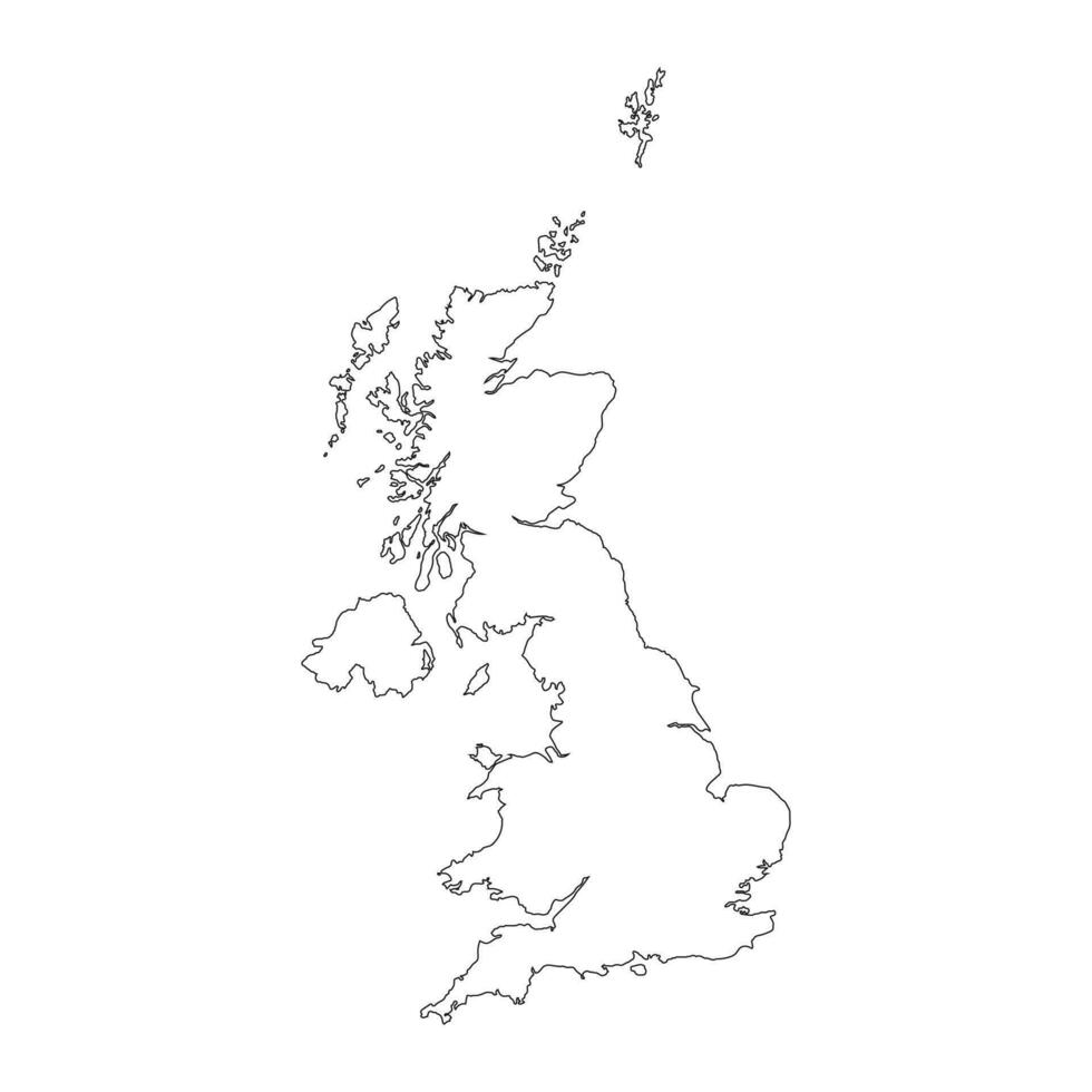 Mapa del Reino Unido muy detallado con bordes aislados en segundo plano. vector