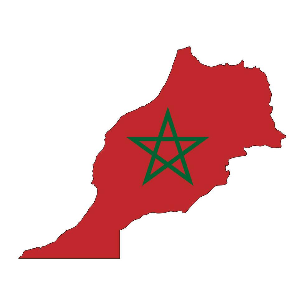 Morocco map silhouette with flag isolated on white background vector