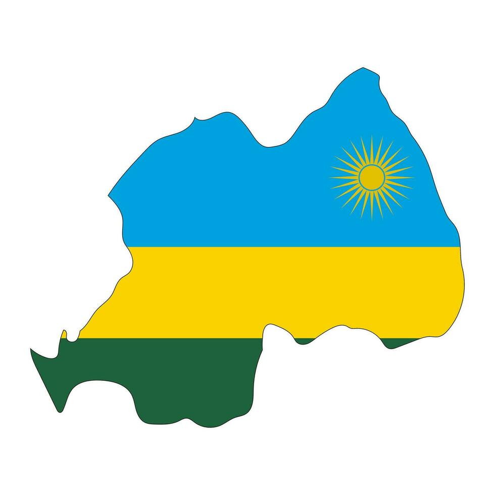 Rwanda map silhouette with flag isolated on white background vector