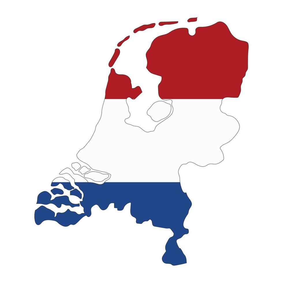 Netherlands map silhouette with flag isolated on white background vector