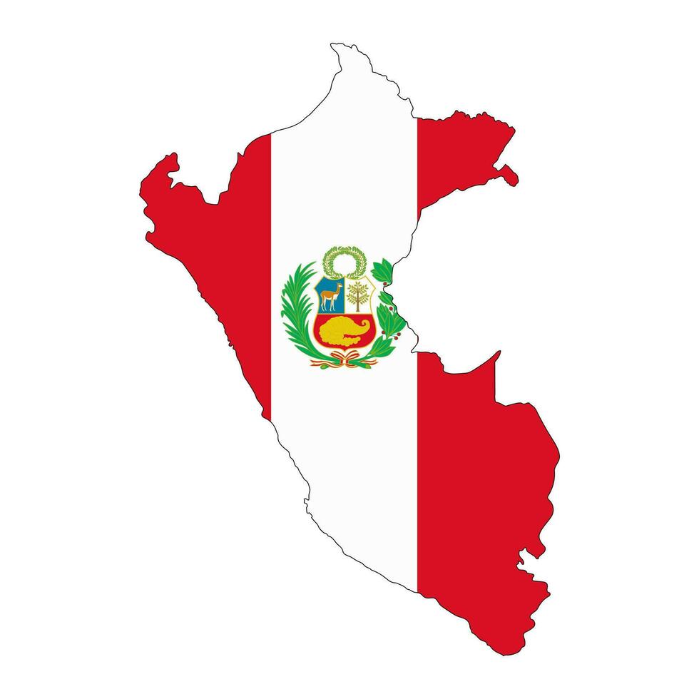 Perú mapa silueta con bandera aislado en blanco antecedentes vector