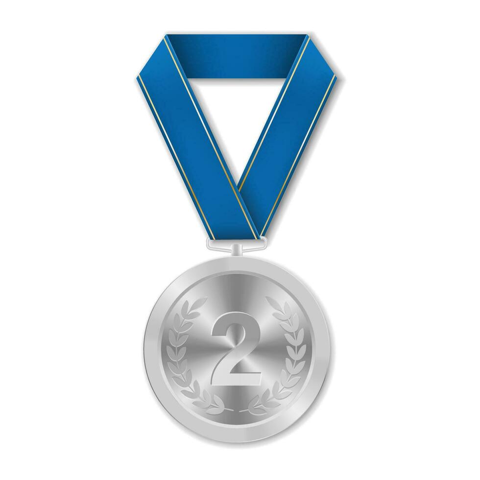 Silver award medal with number Illustration from geometric shapes vector