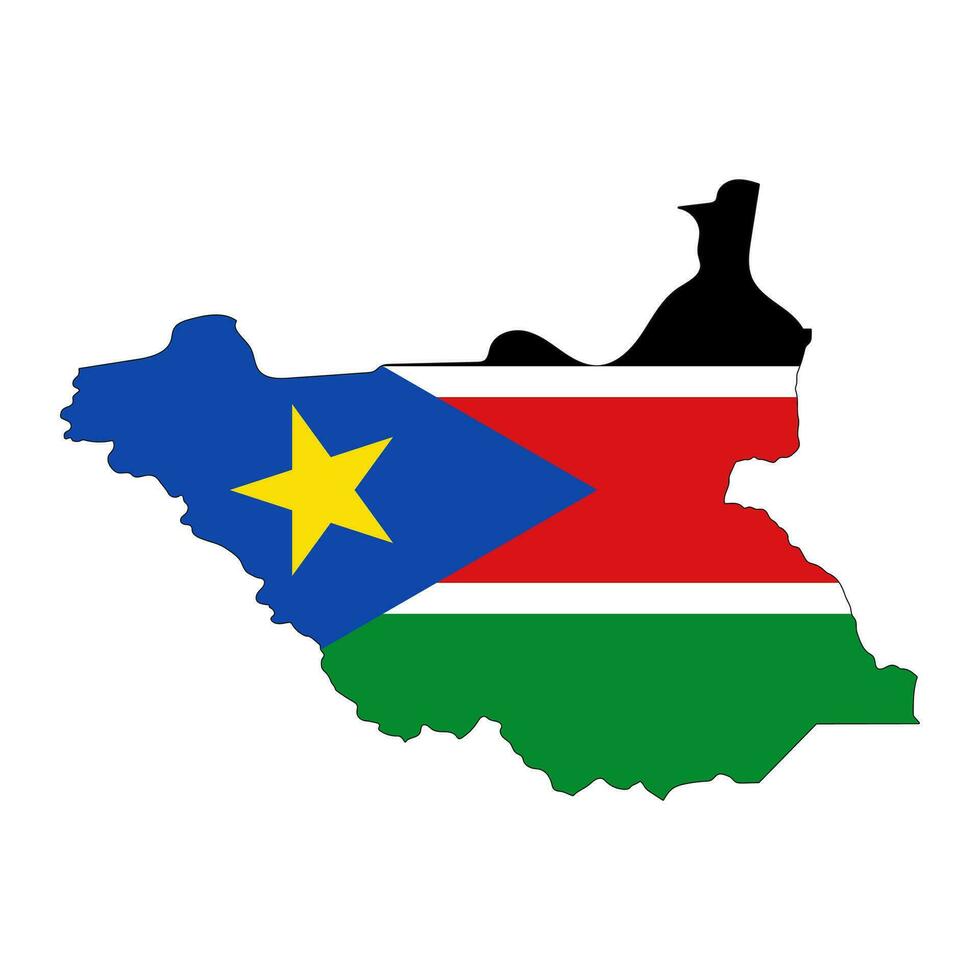 South Sudan map silhouette with flag isolated on white background vector