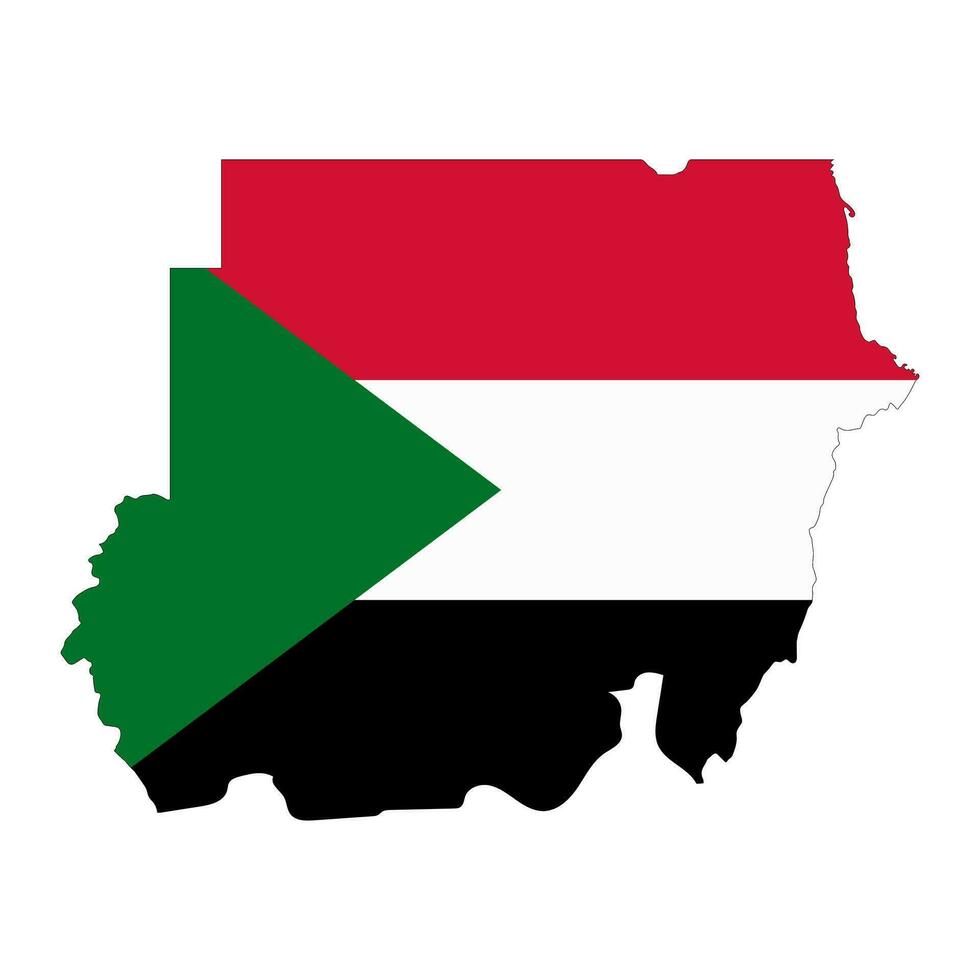 Sudan map silhouette with flag isolated on white background vector