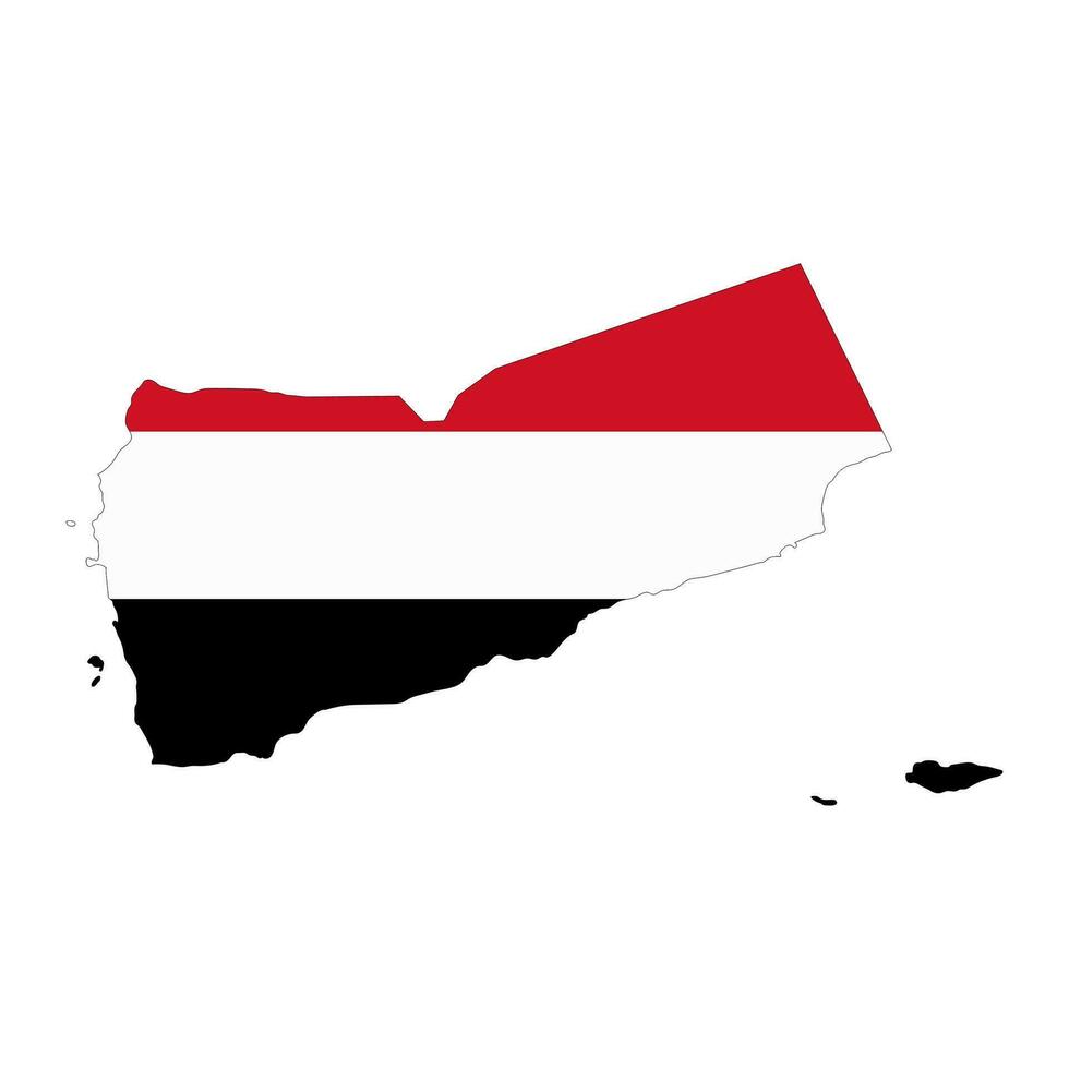 Yemen mapa silueta con bandera aislado en blanco antecedentes vector