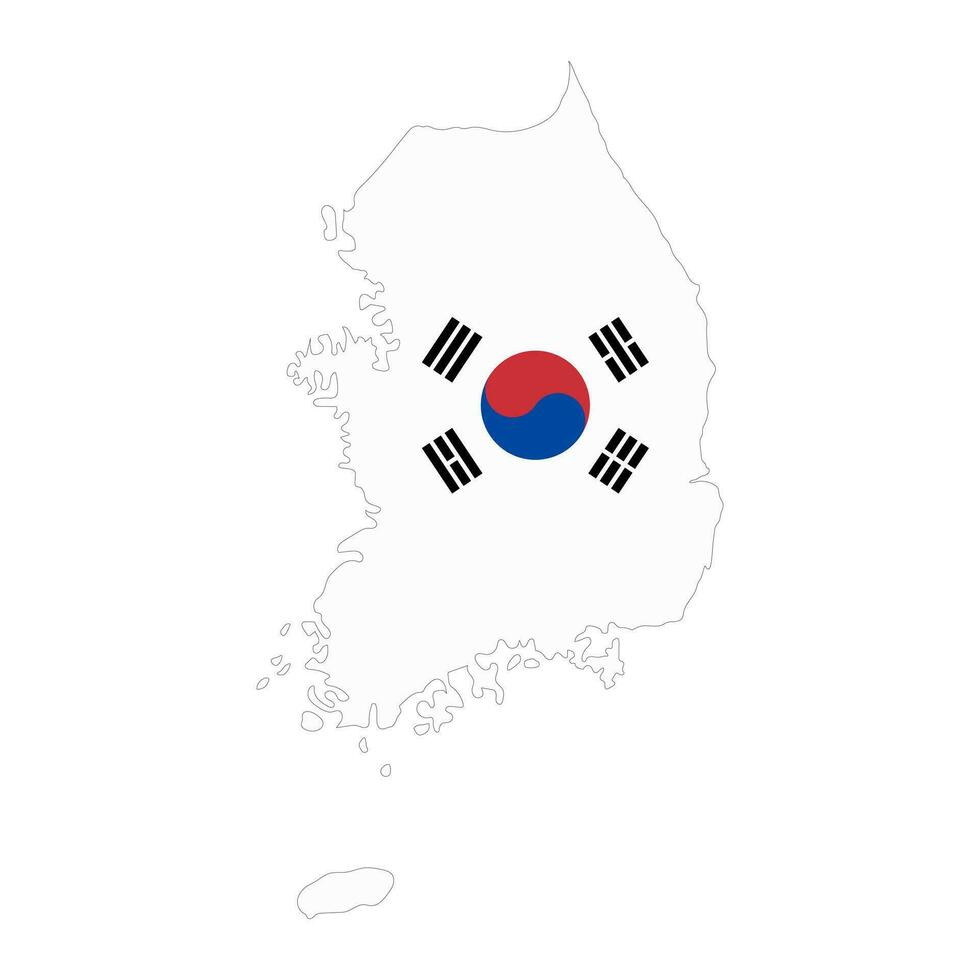 sur Corea mapa silueta con bandera aislado en blanco antecedentes vector