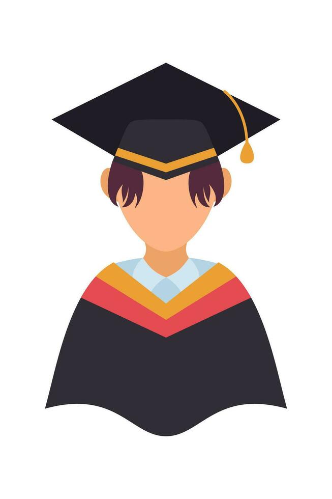 Graduate Student cartoon avatar on white background elements. Graduating Student Illustration.  Vector people illustration.