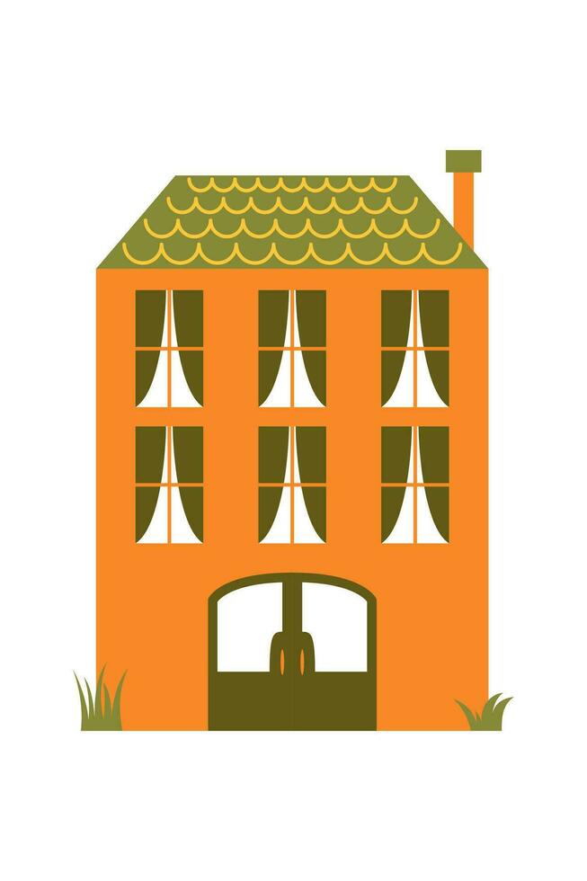 linda caja de cartón casa vector ilustración. el familia casa icono aislado en blanco antecedentes. barrio con casas ilustrado.