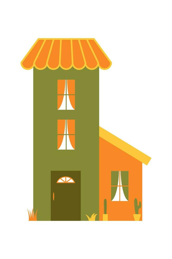 Cute Carton House Vector Illustration. The family house icon isolated on white background. Neighborhood with homes illustrated.