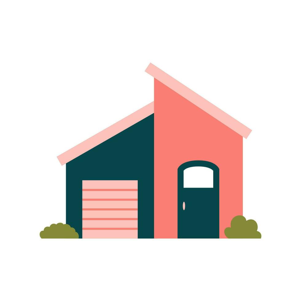 Cute Carton House Vector Illustration. The family house icon isolated on white background. Neighborhood with homes illustrated.