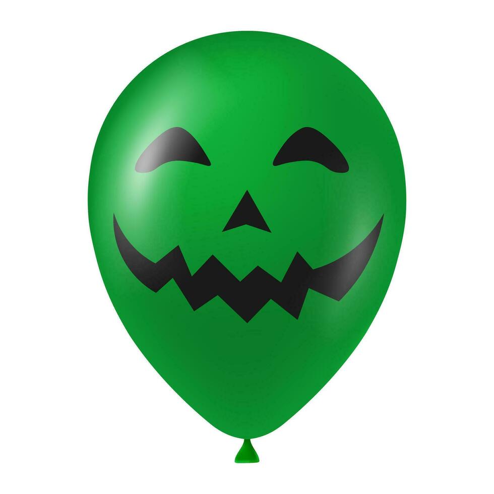 Halloween green balloon illustration with scary and funny face vector