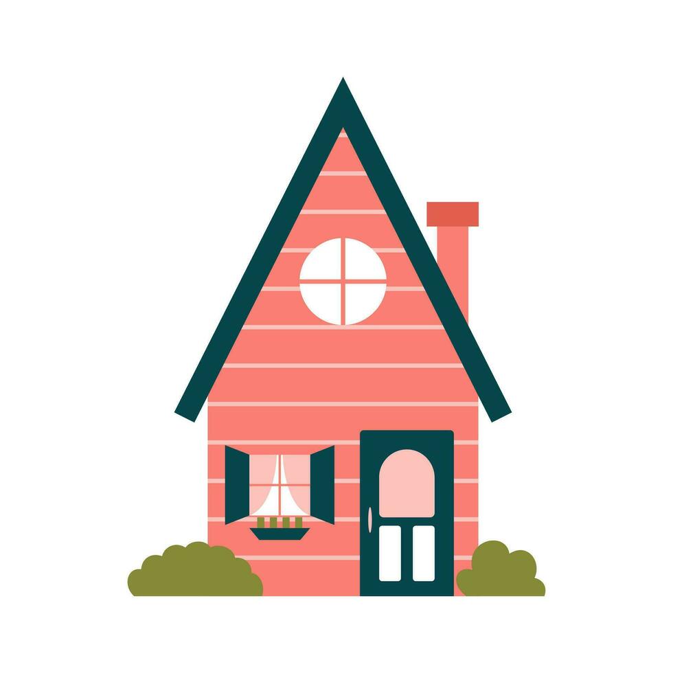 Cute Carton House Vector Illustration. The family house icon isolated on white background. Neighborhood with homes illustrated.