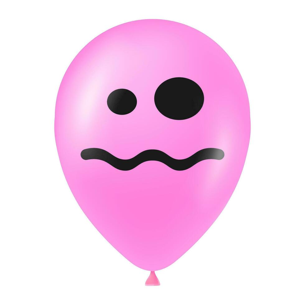 Halloween pink balloon illustration with scary and funny face vector