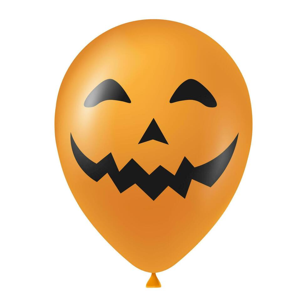Halloween orange balloon illustration with scary and funny face vector