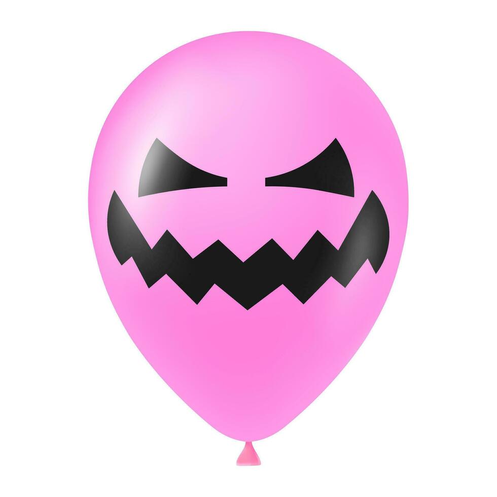 Halloween pink balloon illustration with scary and funny face vector