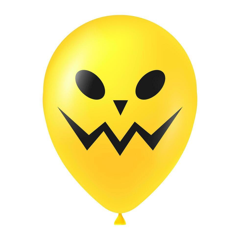 Halloween yellow balloon illustration with scary and funny face vector