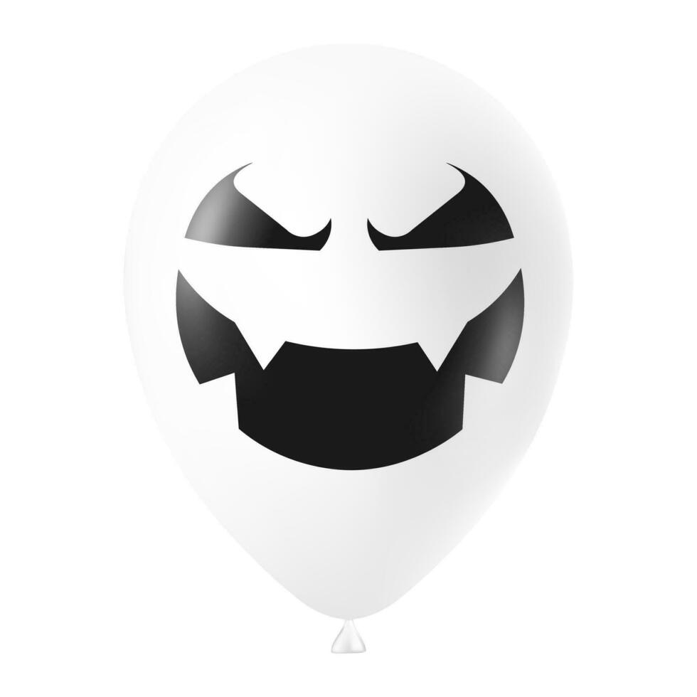 Halloween white balloon illustration with scary and funny face vector