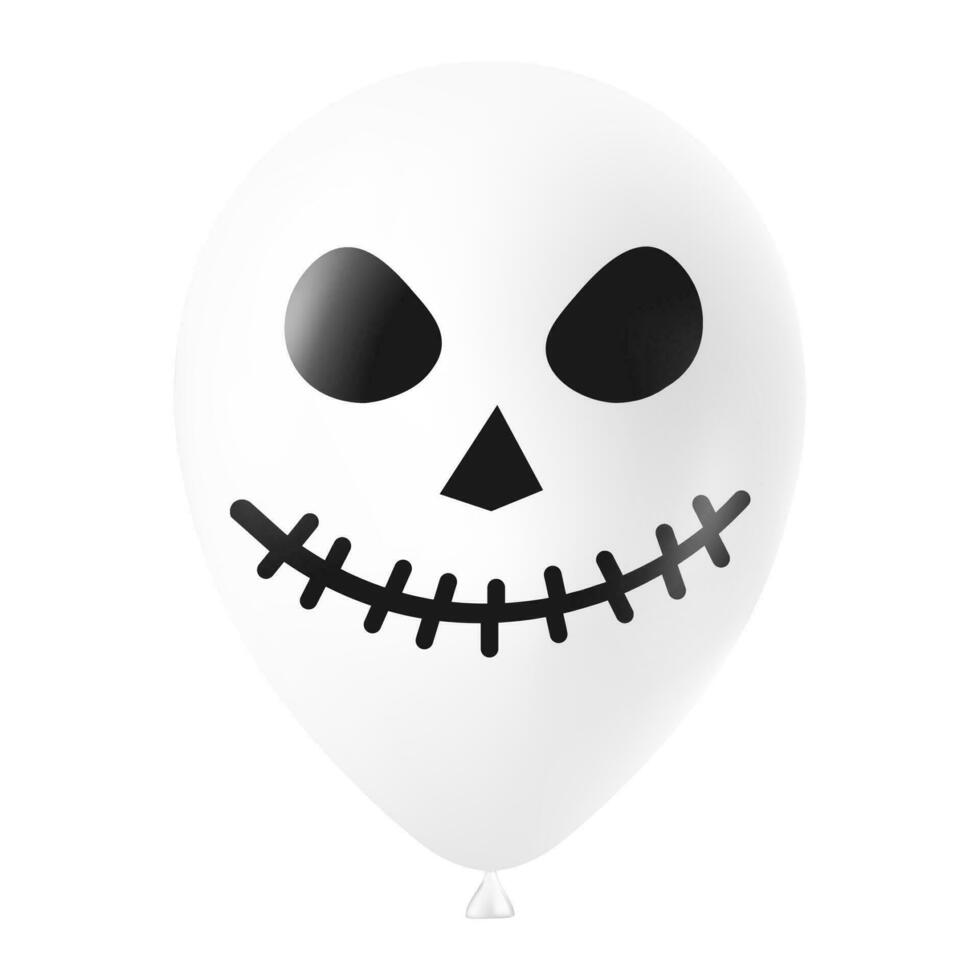 Halloween white balloon illustration with scary and funny face vector